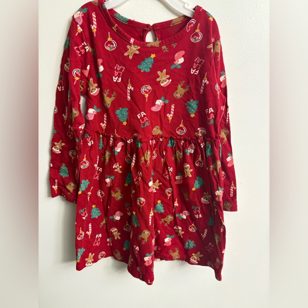 4/30$ George Red Holiday Dress with Festive Patterns 4 years
